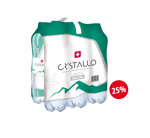 Cristallo Wasser grün , wenig Kohlensäure, 150 cl, 6 Stück