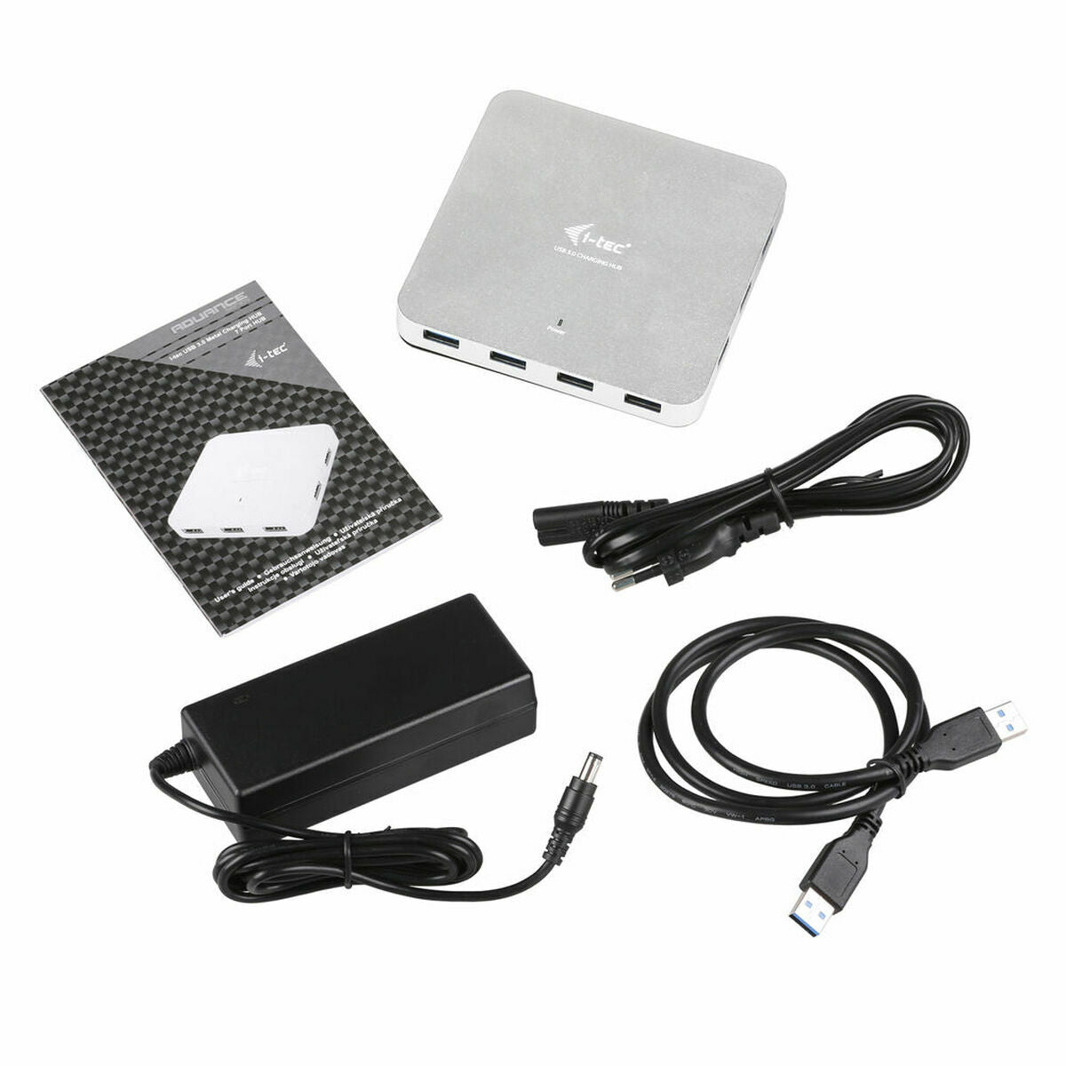 Hub USB i-Tec U3HUBMETAL10 Silberfarben Schwarz Grau