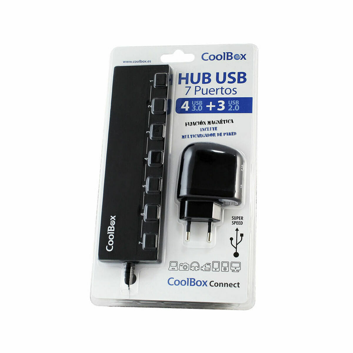 Hub USB CoolBox HUBCOO356A Schwarz