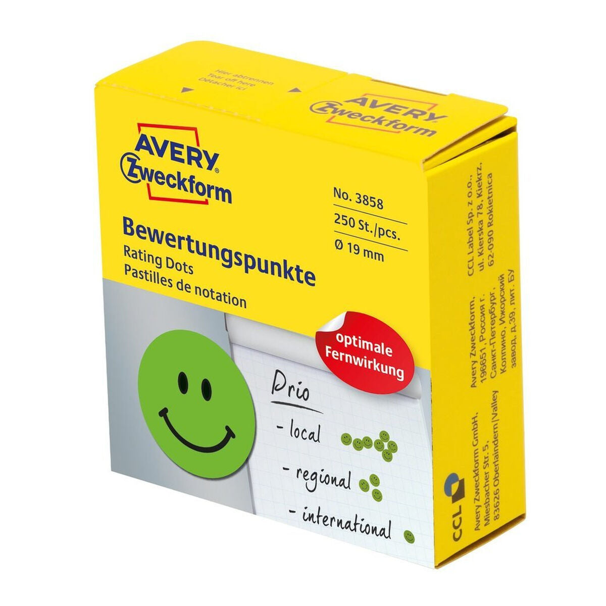 Klebeetiketten Avery 3858 grün Ø 19 mm 250 Stück