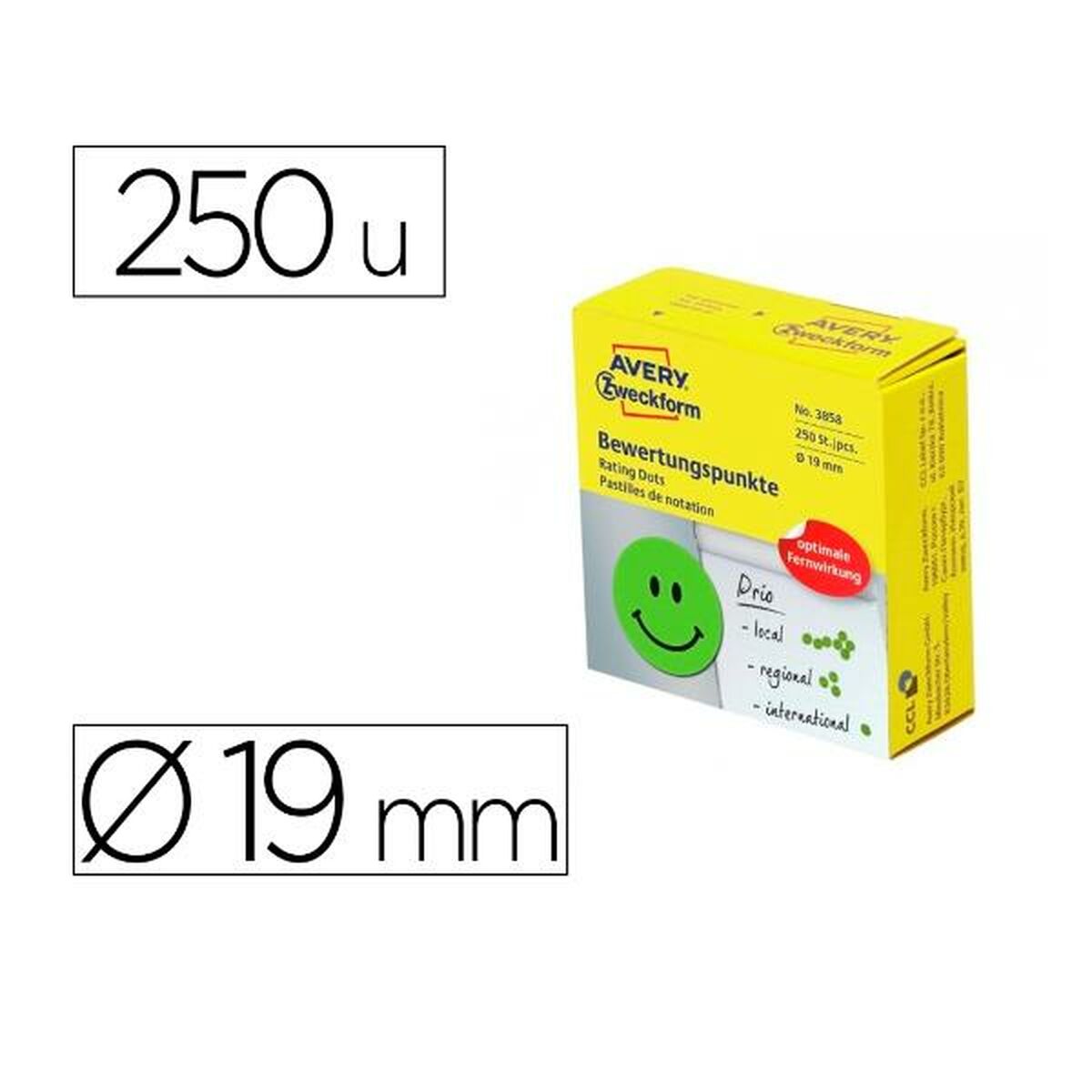 Klebeetiketten Avery 3858 grün Ø 19 mm 250 Stück