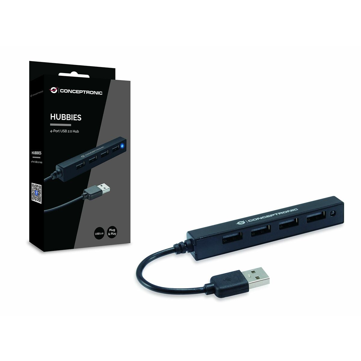 Hub USB Conceptronic HUBBIES05B Schwarz