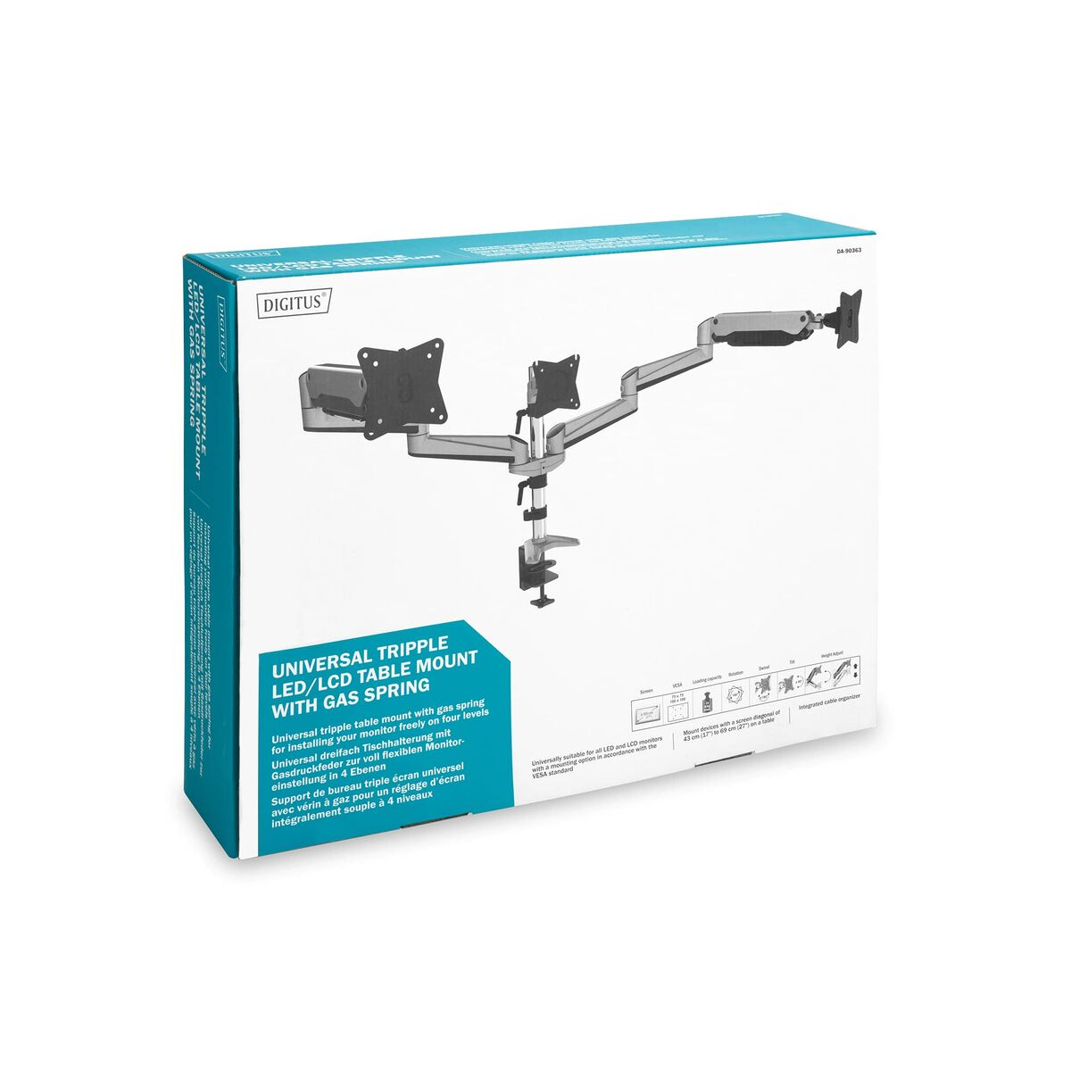 Bildschirm-Träger für den Tisch Digitus by Assmann DA-90363 Schwarz/Grau Schwarz/Silberfarben 27"