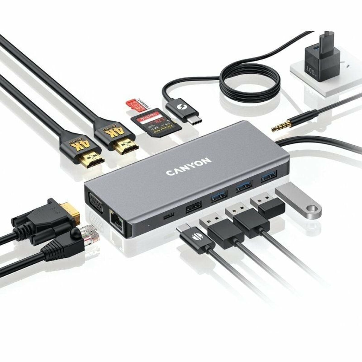 Hub USB Canyon CNS-TDS12 Grau (1 Stück)