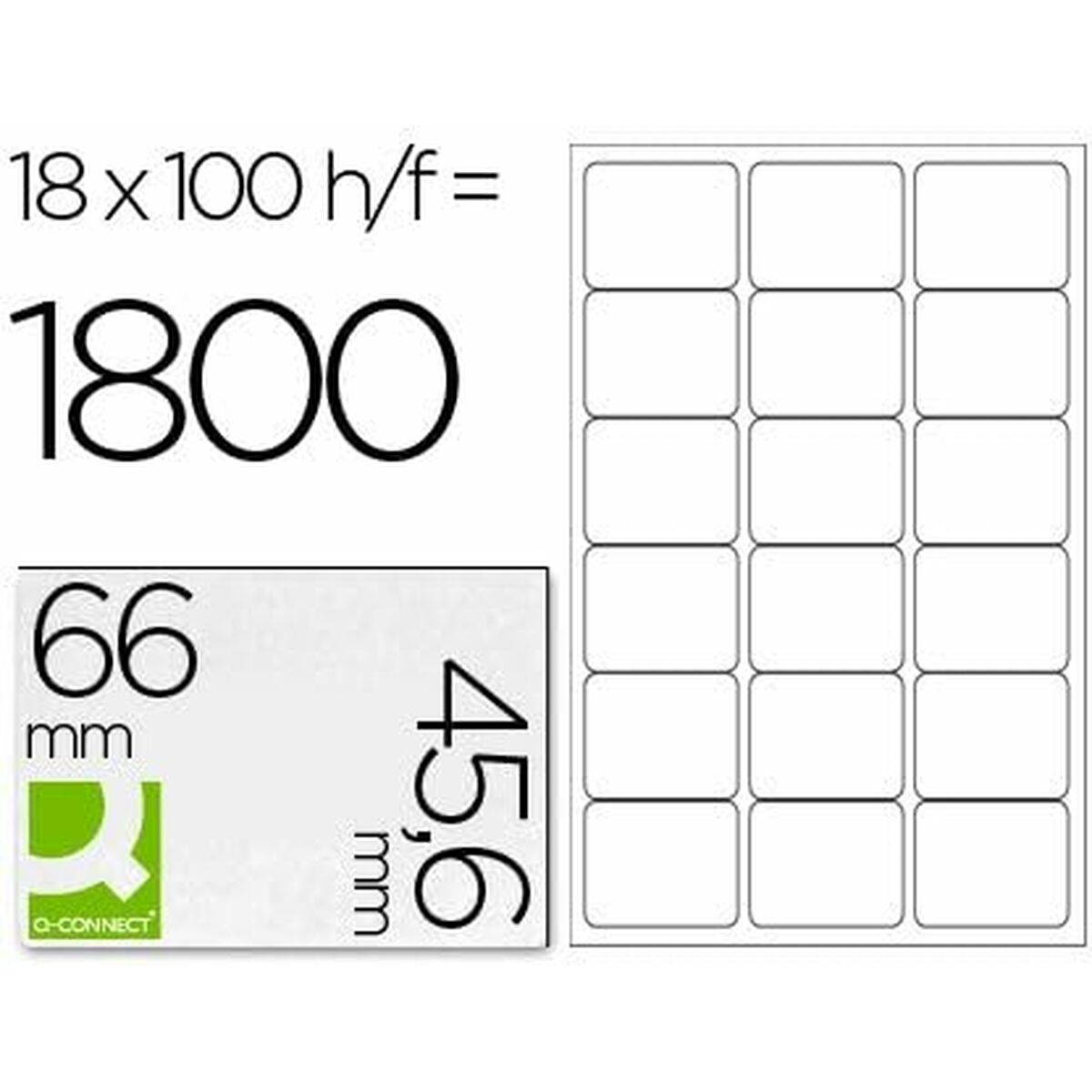 Klebeetiketten Q-Connect KF01583 Weiß 100 Blatt 66 x 46 mm