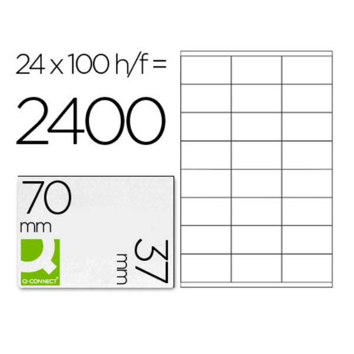 Klebeetiketten Q-Connect KF10647 Weiß 100 Blatt 70 x 37 mm