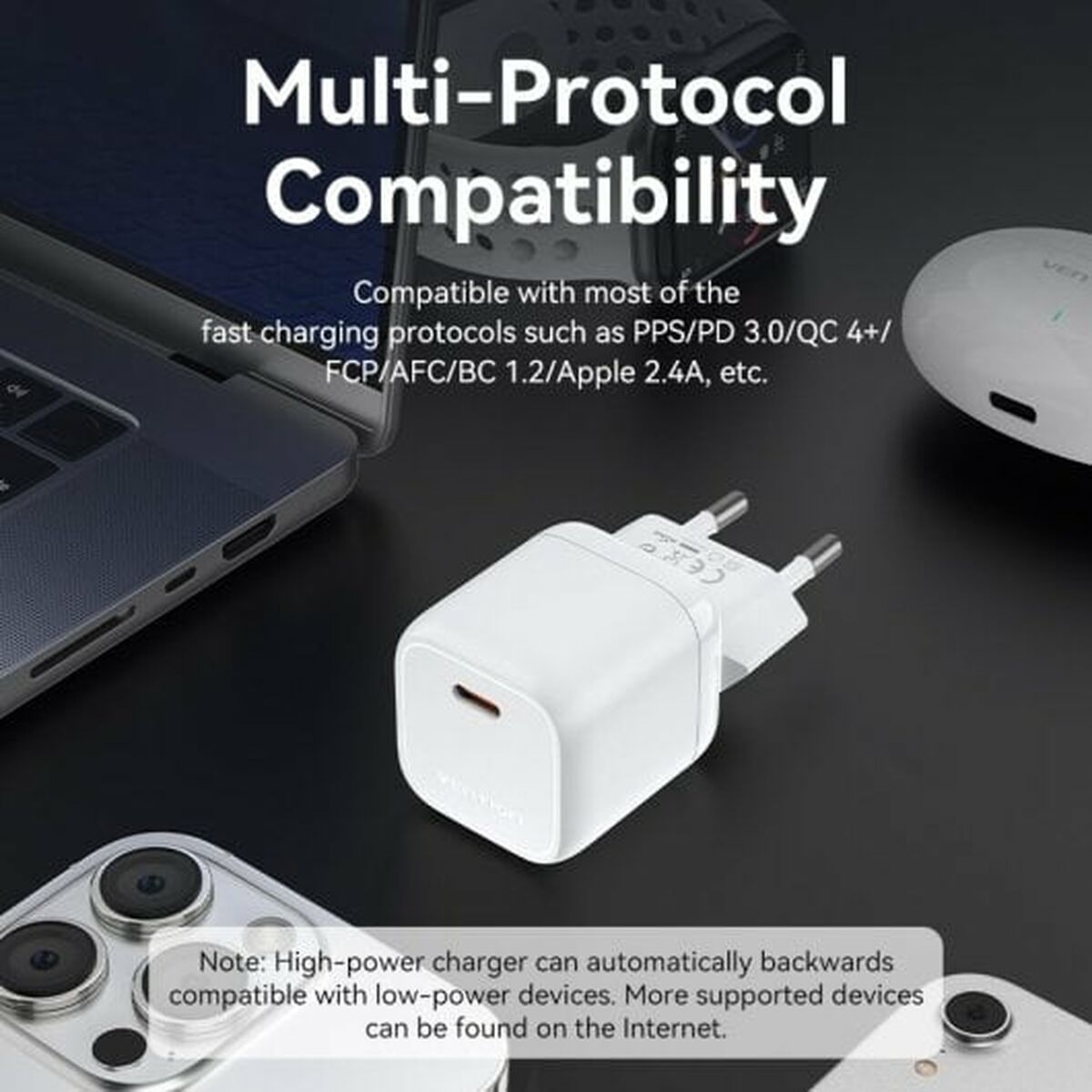 Wandladegerät Vention FAKW0-EU 30 W USB-C Schwarz