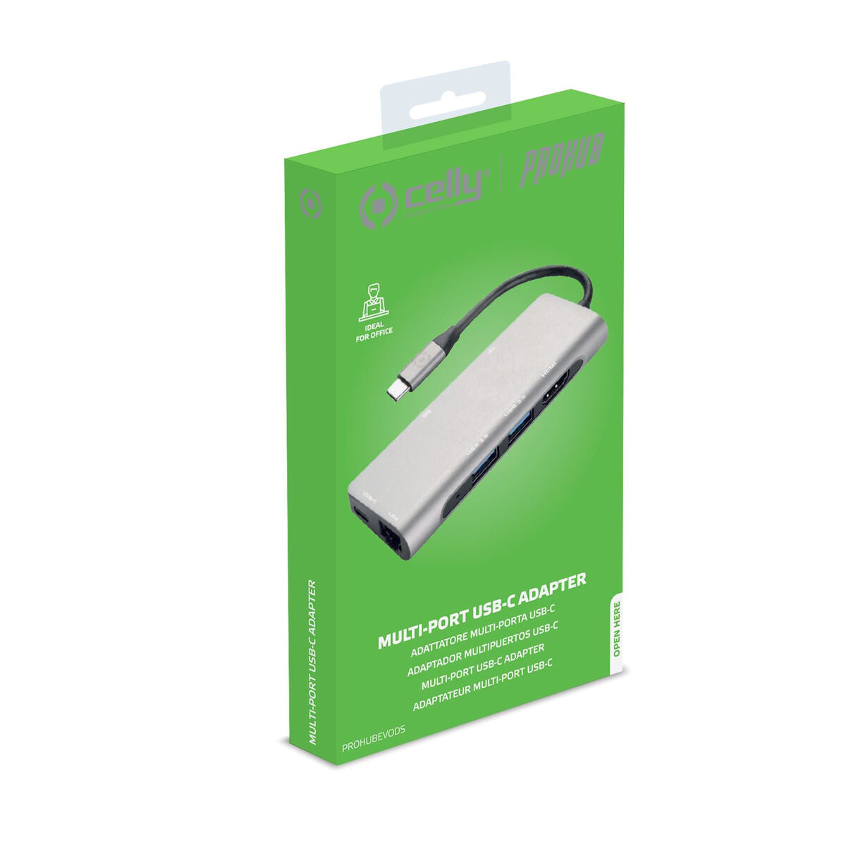 Hub USB-C Celly PROHUBEVODS Grau (1 Stück)