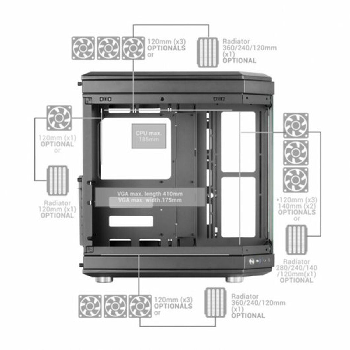 ATX Semi-Tower Gehäuse Mars Gaming MC-3T  Blau Schwarz