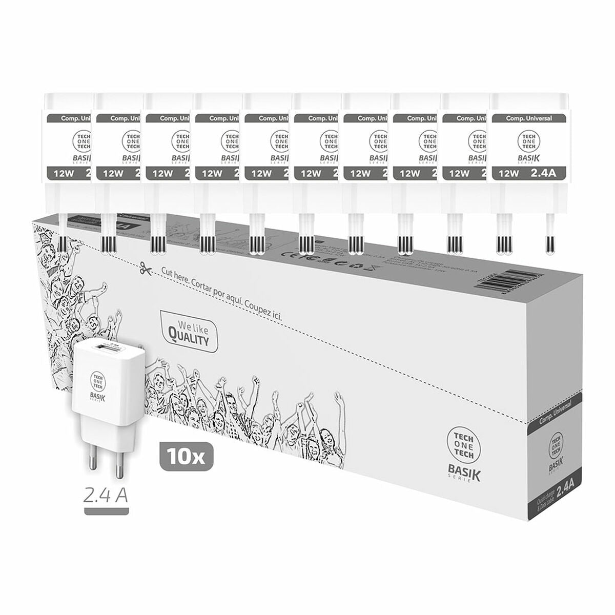 Wandladegerät Tech One Tech Basik USB-A (10 Stück)