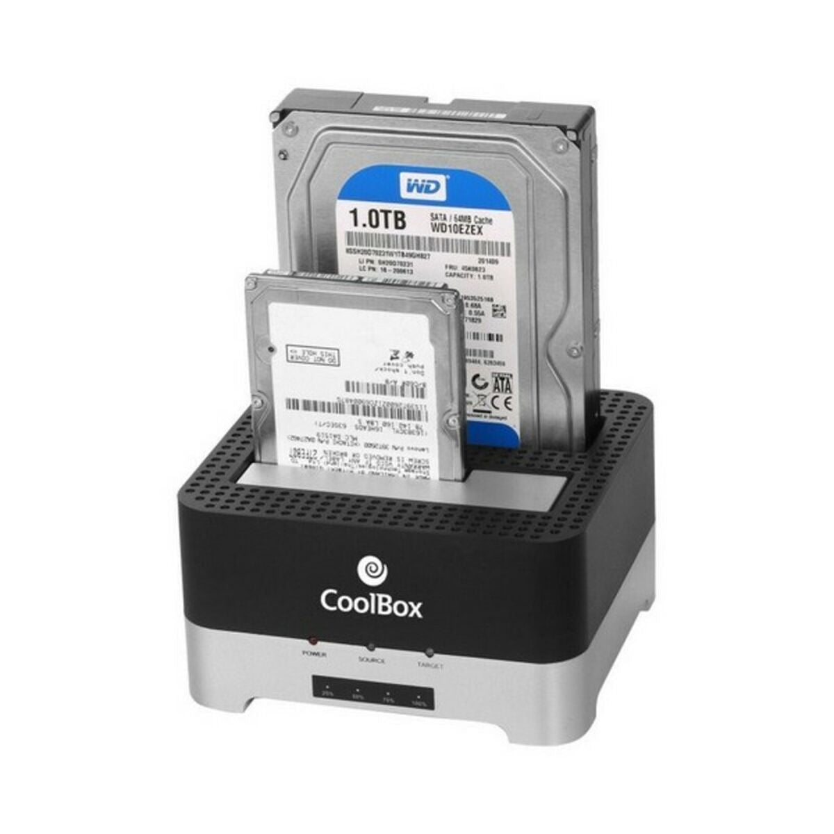 Externe Box CoolBox COO-DUPLICAT2 2,5"-3,5" SATA USB 3.0 Schwarz Schwarz/Silberfarben USB 3.0 SATA