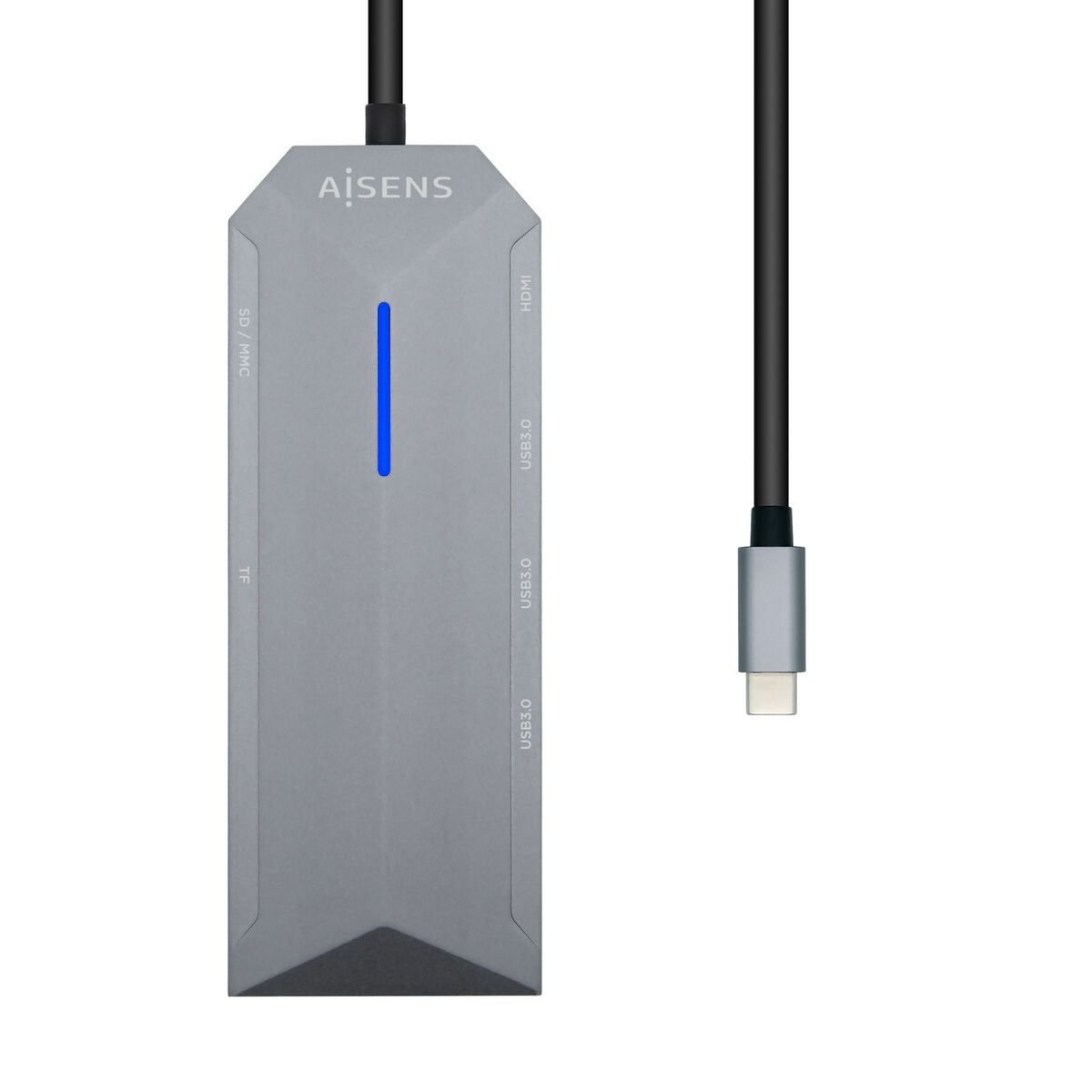 Hub USB Aisens ASUC-8P004-GR Grau 100 W 4K Ultra HD (1 Stück)