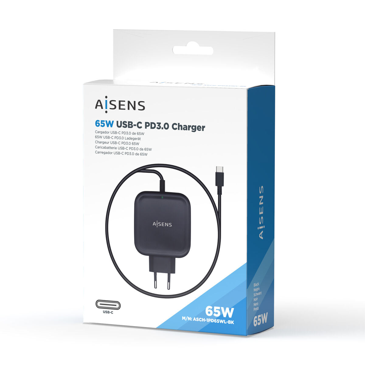 Wandladegerät Aisens ASCH-1PD65WL-BK Schwarz 65 W (1 Stück)