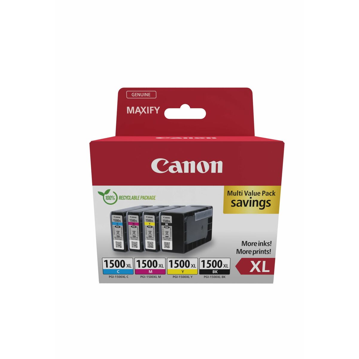 Original Tintenpatrone Canon PGI-1500XL Bunt Schwarz/Zyanblau/Magenta/Gelb