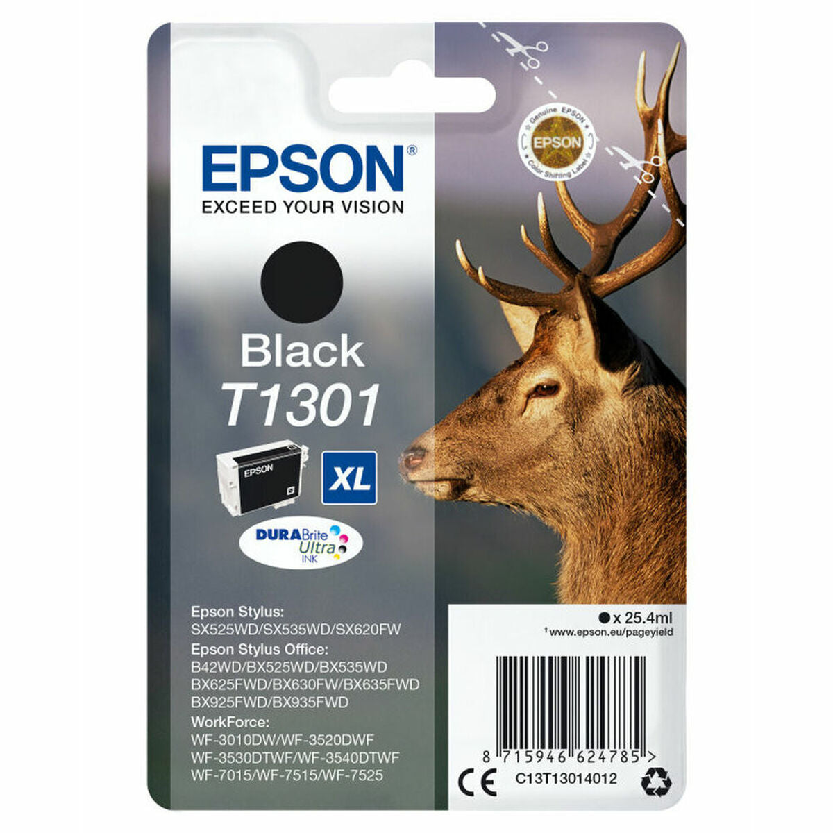 Original Tintenpatrone Epson Cartucho T1301 negro Schwarz