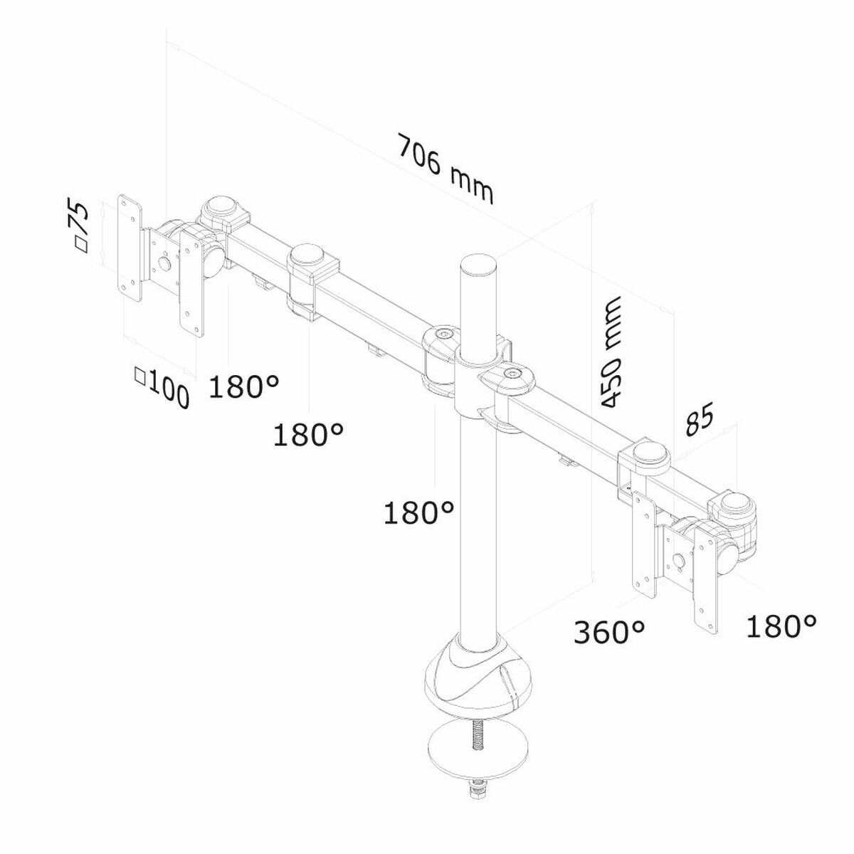 Bildschirm-Träger für den Tisch Neomounts Schwarz 27"
