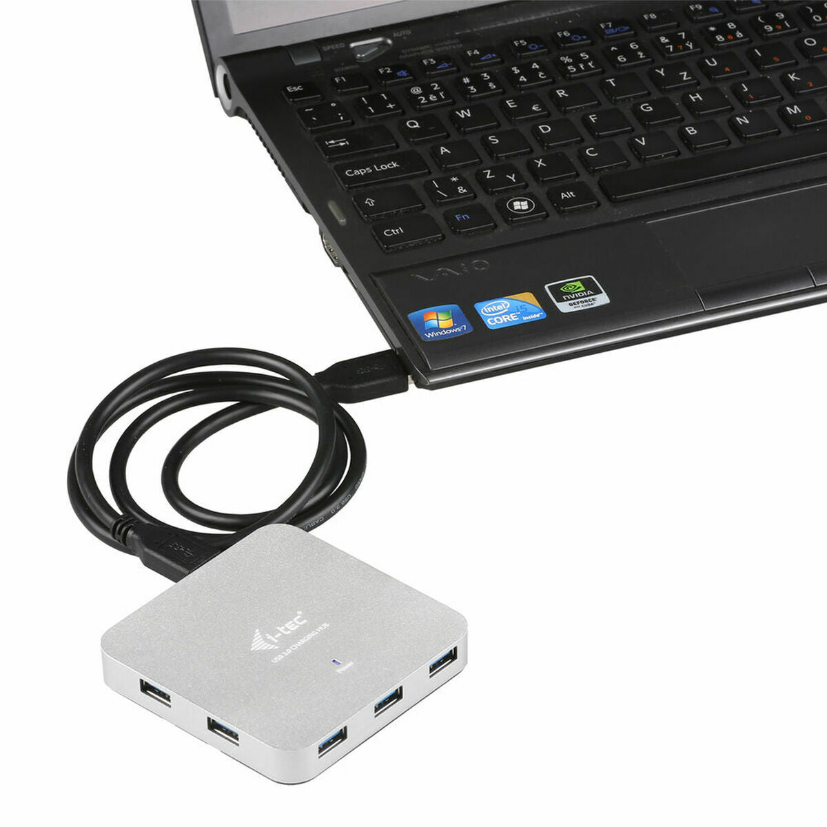 Hub USB i-Tec U3HUBMETAL7 Silberfarben Grau