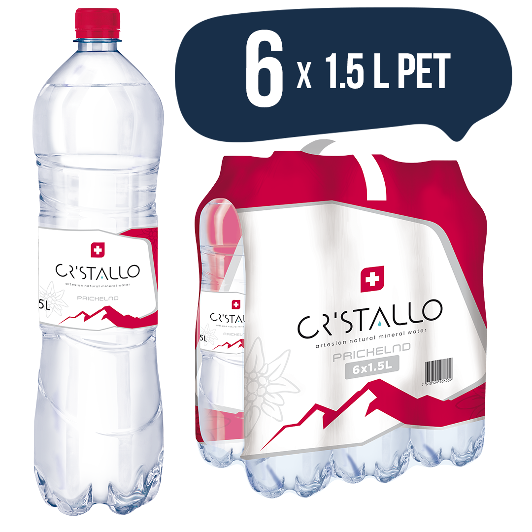 Cristallo Wasser rot , mit Kohlensäure, 150 cl, 6 Stück