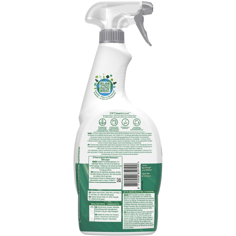 CIF - Glas & Oberflächenreiniger - Power + Hygiene , 0.75 l