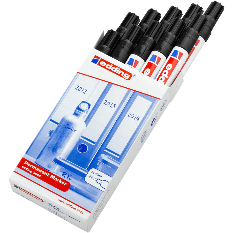 Edding Permanent Marker 3000 , 10 Stück, schwarz