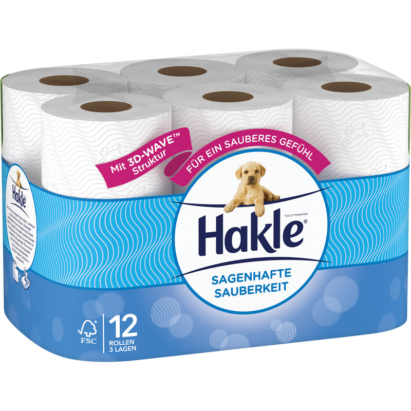 Hakle Toilettenpapier Sagenhafte Sauberkeit , 3-lagig, 12 Rollen