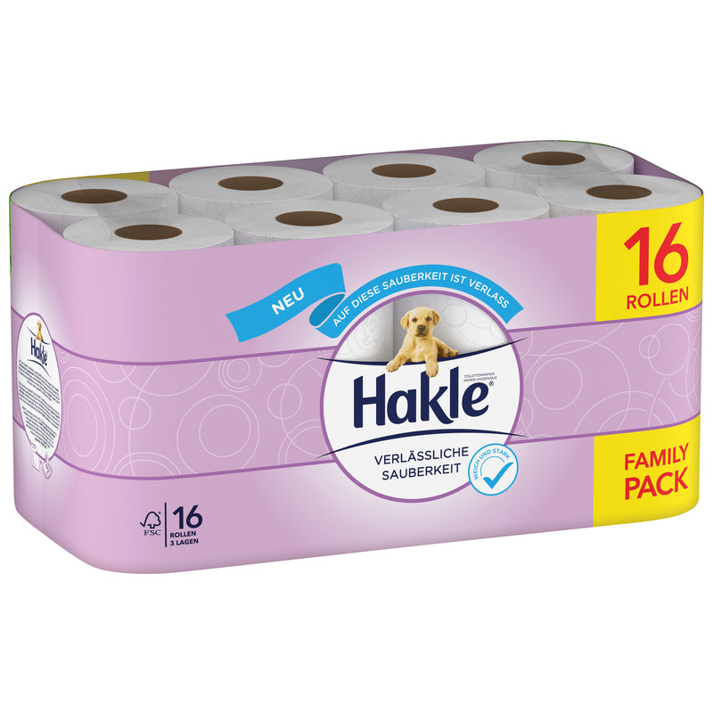 Hakle Toilettenpapier Verlässliche Sauberkeit , 3-lagig, 16 Rollen