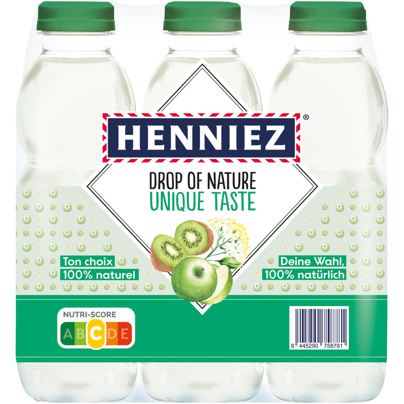 Henniez Drop of Nature Apfel-, Kiwi- und Holunderblütengeschmack, 50 cl, 6 Stück