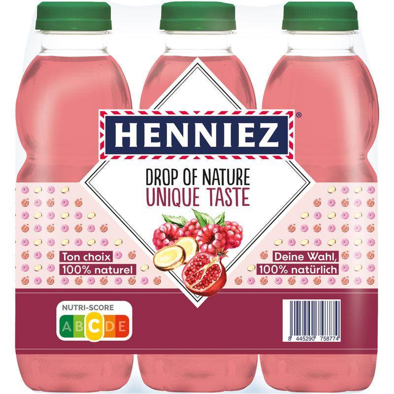 Henniez Drop of Nature Himbeer-, Granatapfel- und Ginsenggeschmack, 50 cl, 6 Stück