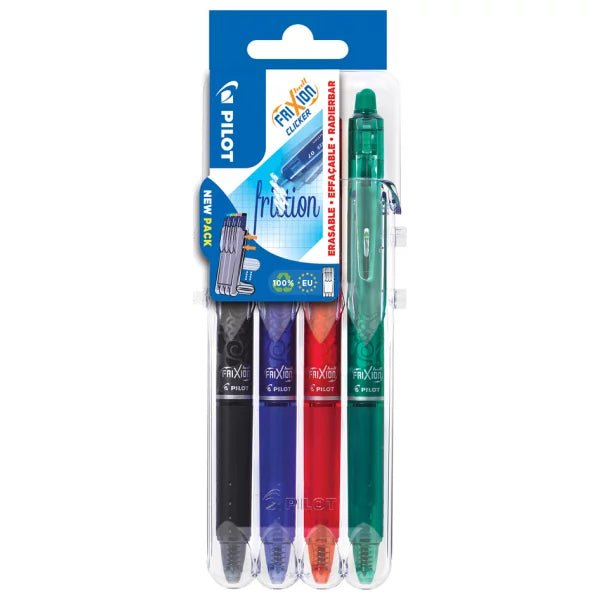 PILOT Tintenroller FRIXION BALL CLICKER 07 Set2Go, 4er Etui - farbig sortiert