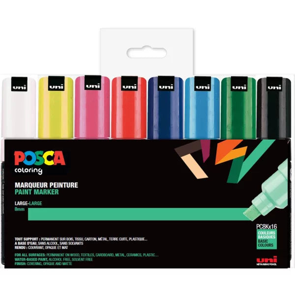 Uni-Ball Posca Marker PC-8K , 8 mm, 8er Box, farbig sortiert