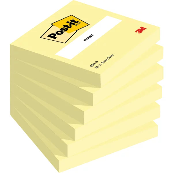 Post-it Haftnotizen, 76 x 76 mm, 6 x 100 Blatt