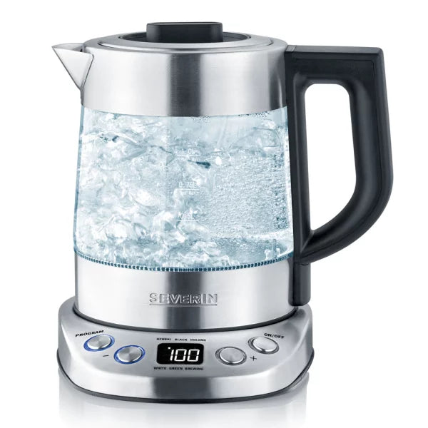 Severin Tee- und Wasserkocher WK 3473 DELUXE, Glas Edelstahl