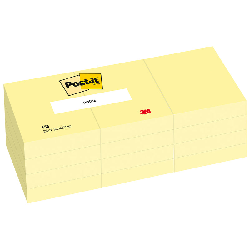 Post-it Haftnotizen , 38 x 51 mm, 12 x 100 Blatt