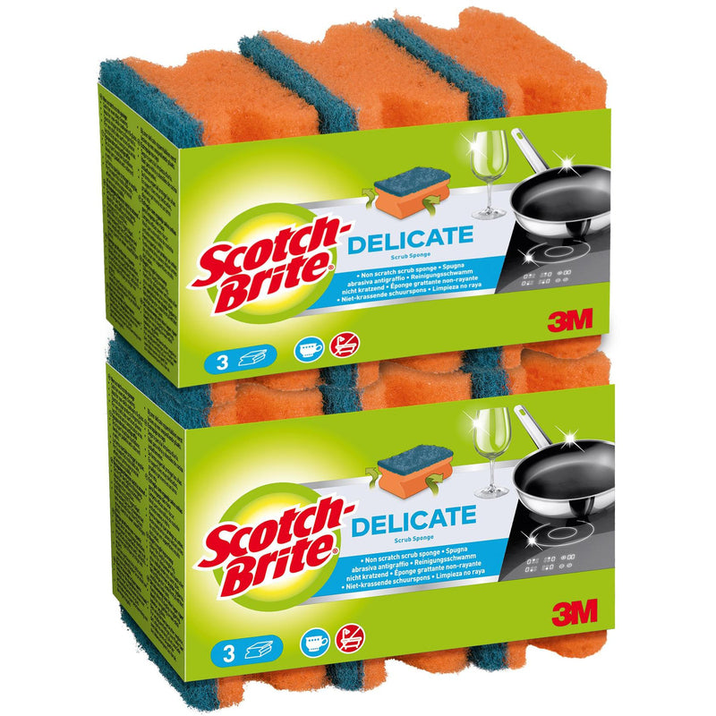 Scotch-Brite Reinigungsschwämme Delicate , 6 Stück, orange/grün