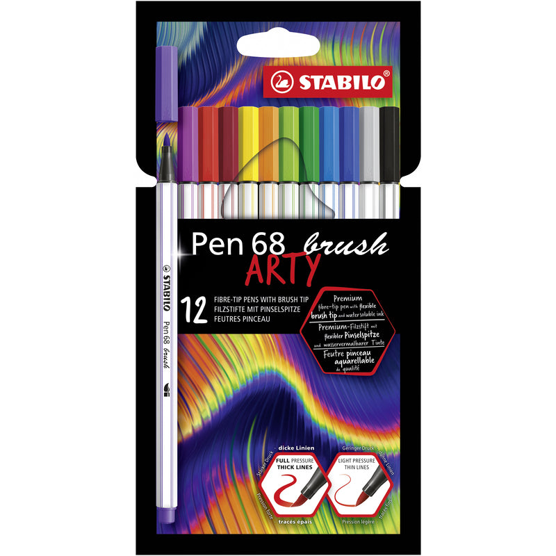 Stabilo Pinselstifte Pen 68 brush ARTY , 12er Etui, assortiert