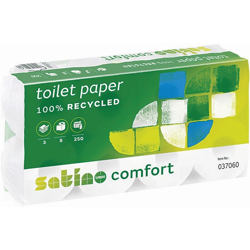 Satino Toilettenpapier Comfort , Recycling, 3-lagig, 8 Rollen