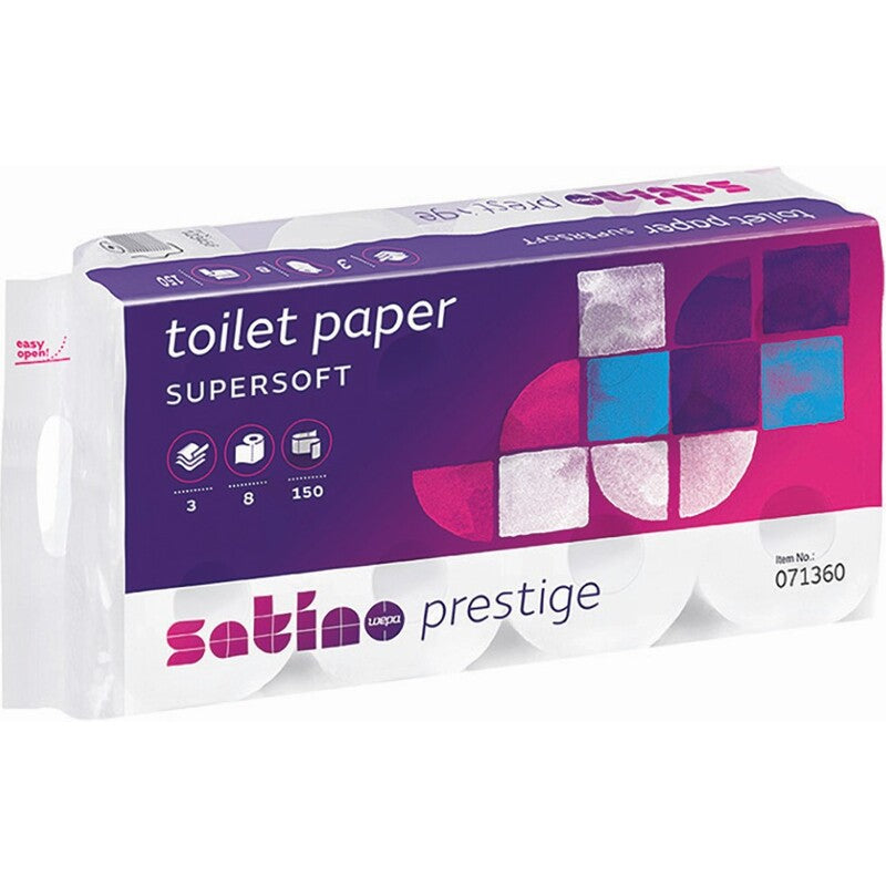 Satino Toilettenpapier Prestige , Schmetterling, 3-lagig, 8 Rollen