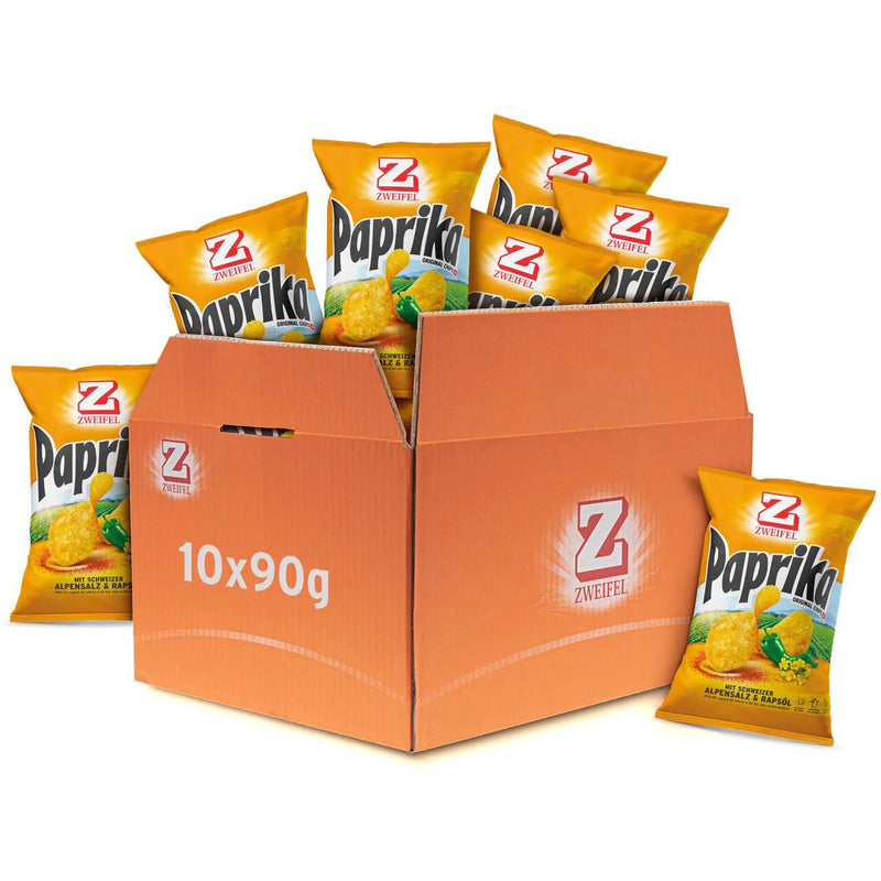 Zweifel Chips Original Paprika , 90 g, 10 Stück